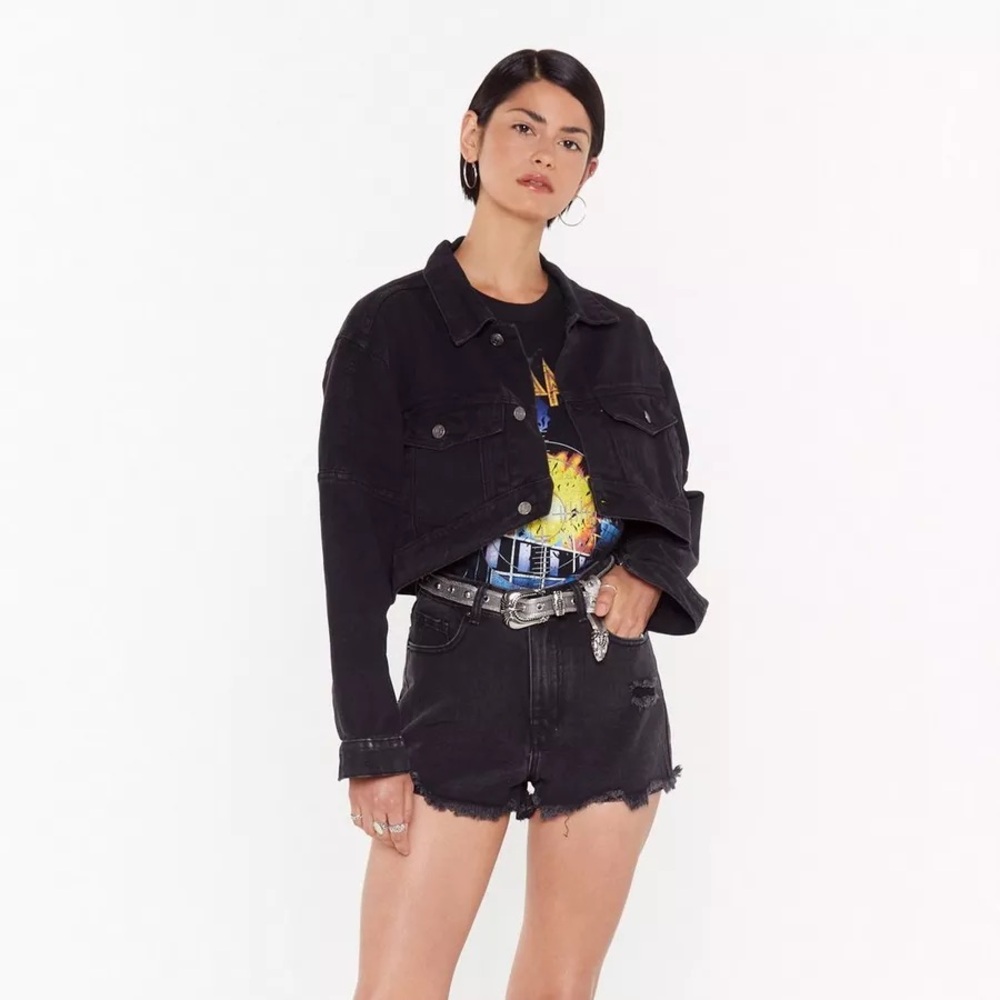 Nasty Gal Denim In My Lane Cropped Jacket